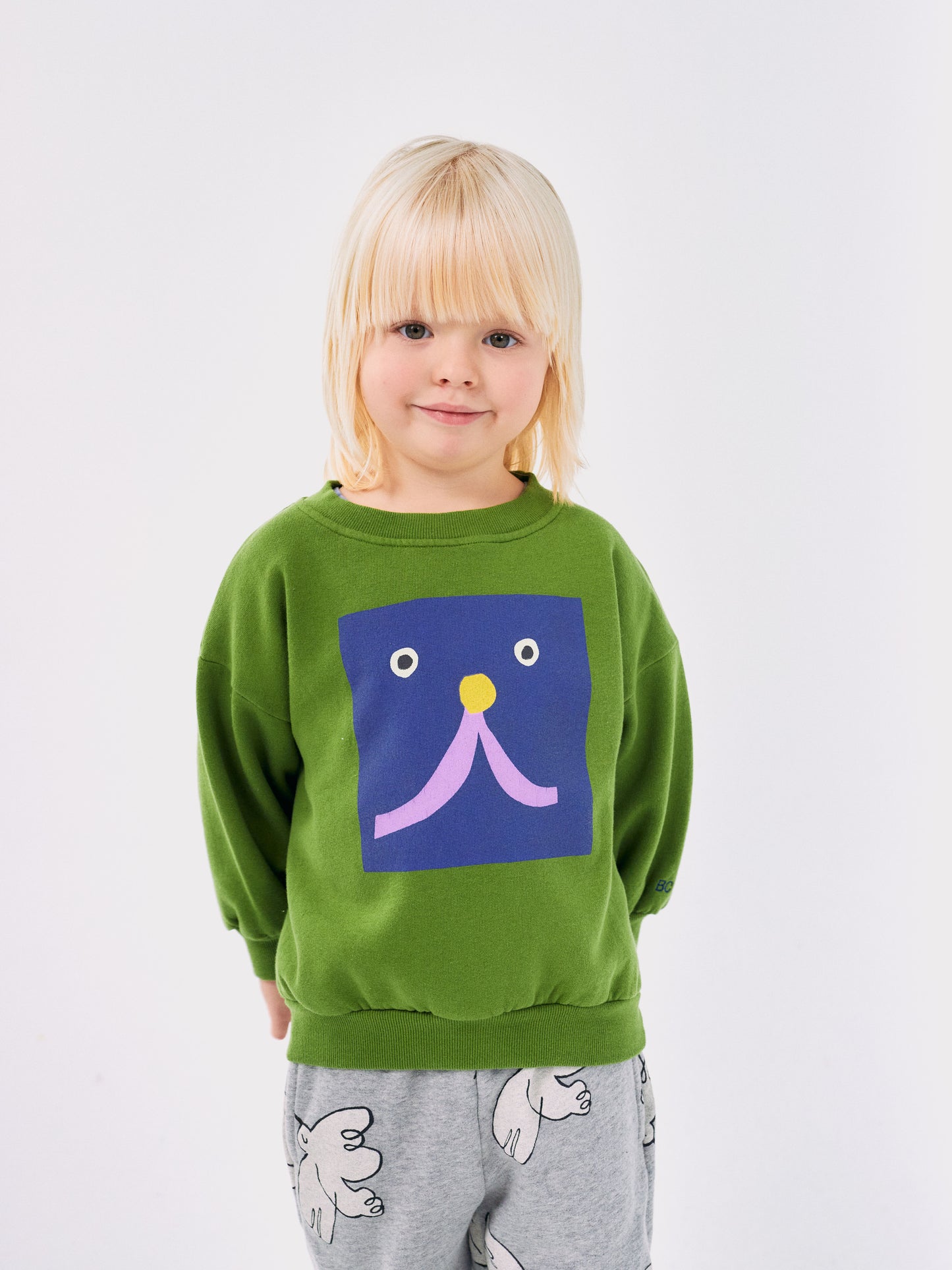 Bobo Choses Funny Face Sweatshirt Olive