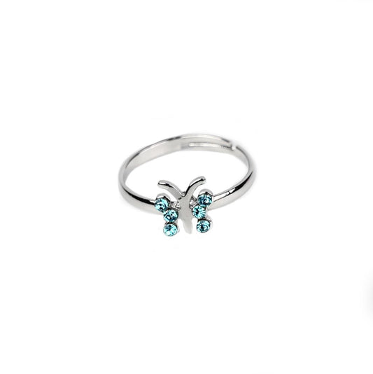 Busy Lizzy Ring Strass Schmetterling Hellblau