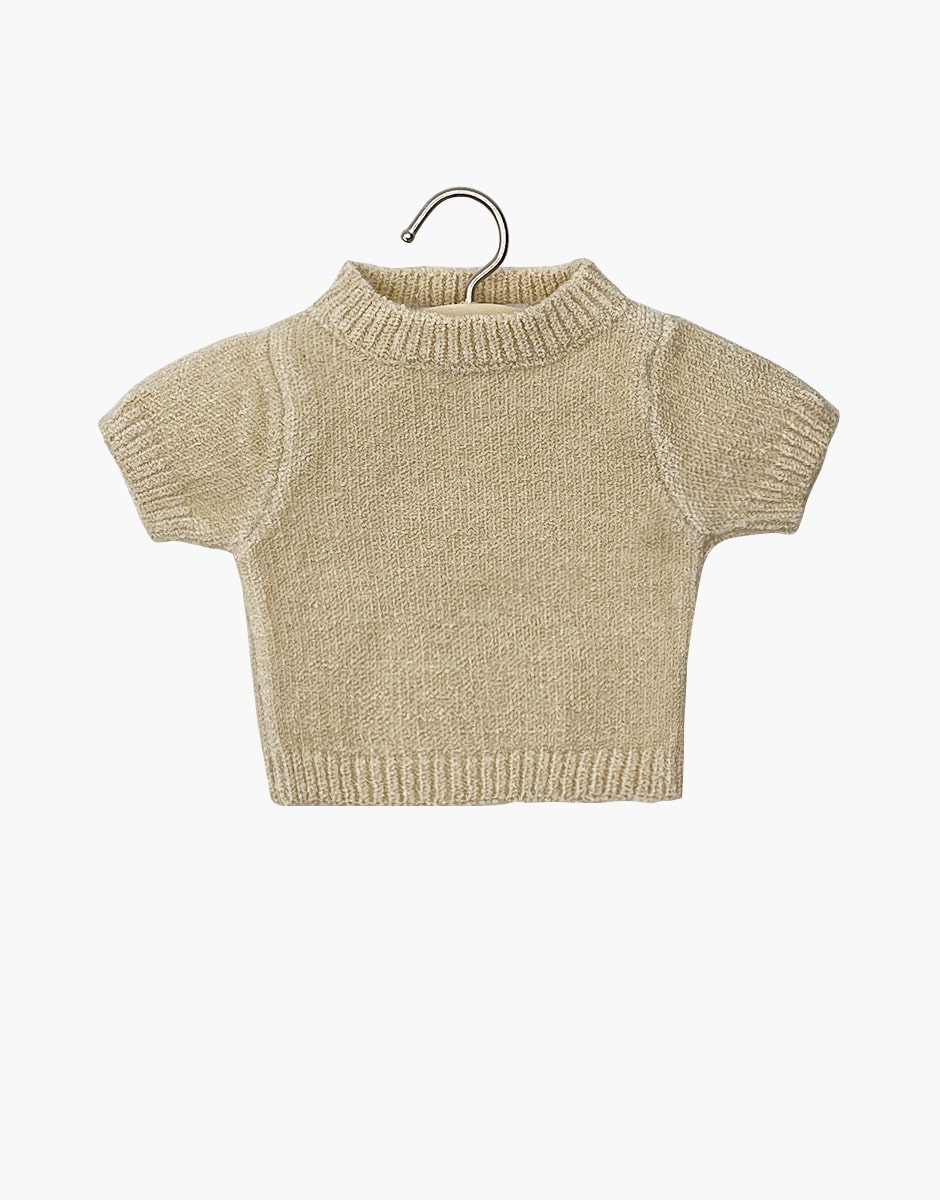 Minikane X Delage Paula cremefarbener kurzärmeliger Puppen-Pullover Ecru