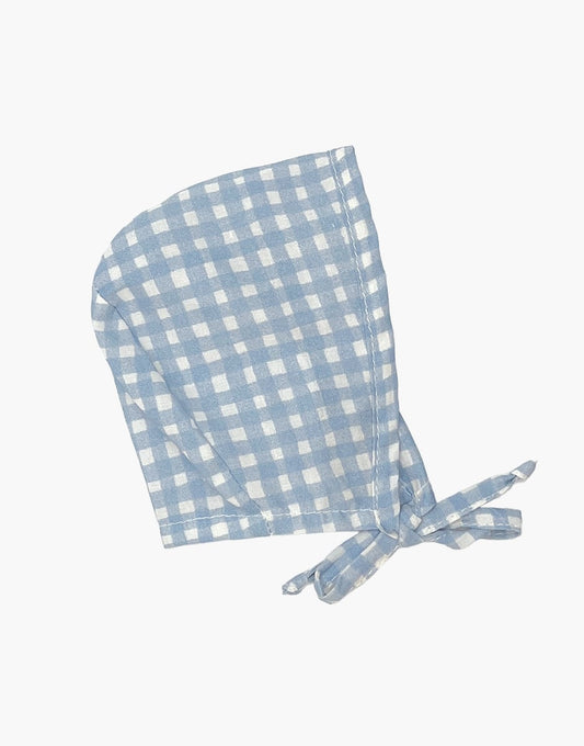 Minikane Blaue Baumwollmütze mit Gingham-Muster