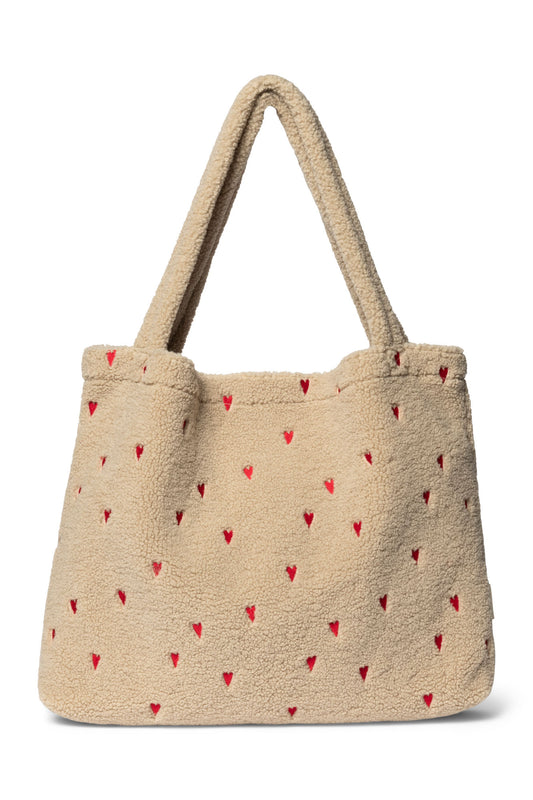 Studio Noos Ecru Teddy Hearts Mom Bag
