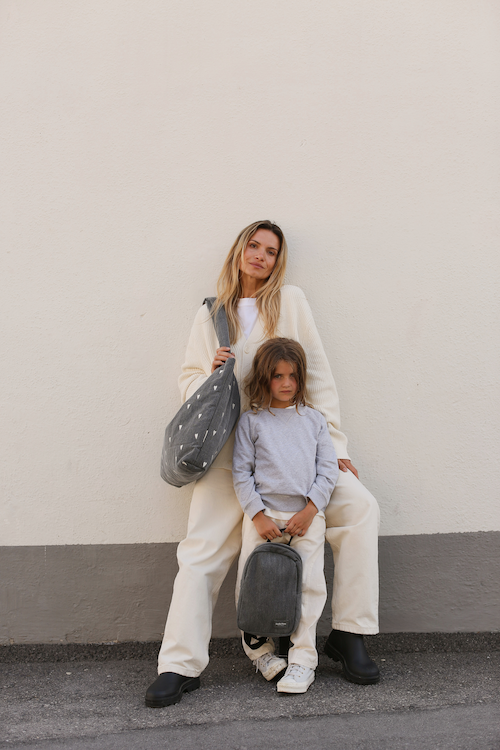 Studio Noos Mom Bag Denim Grey Hearts