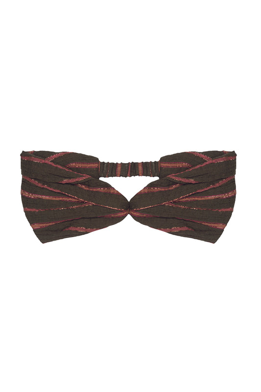 Louise Misha Headband Julie Khaki Copper Stripes