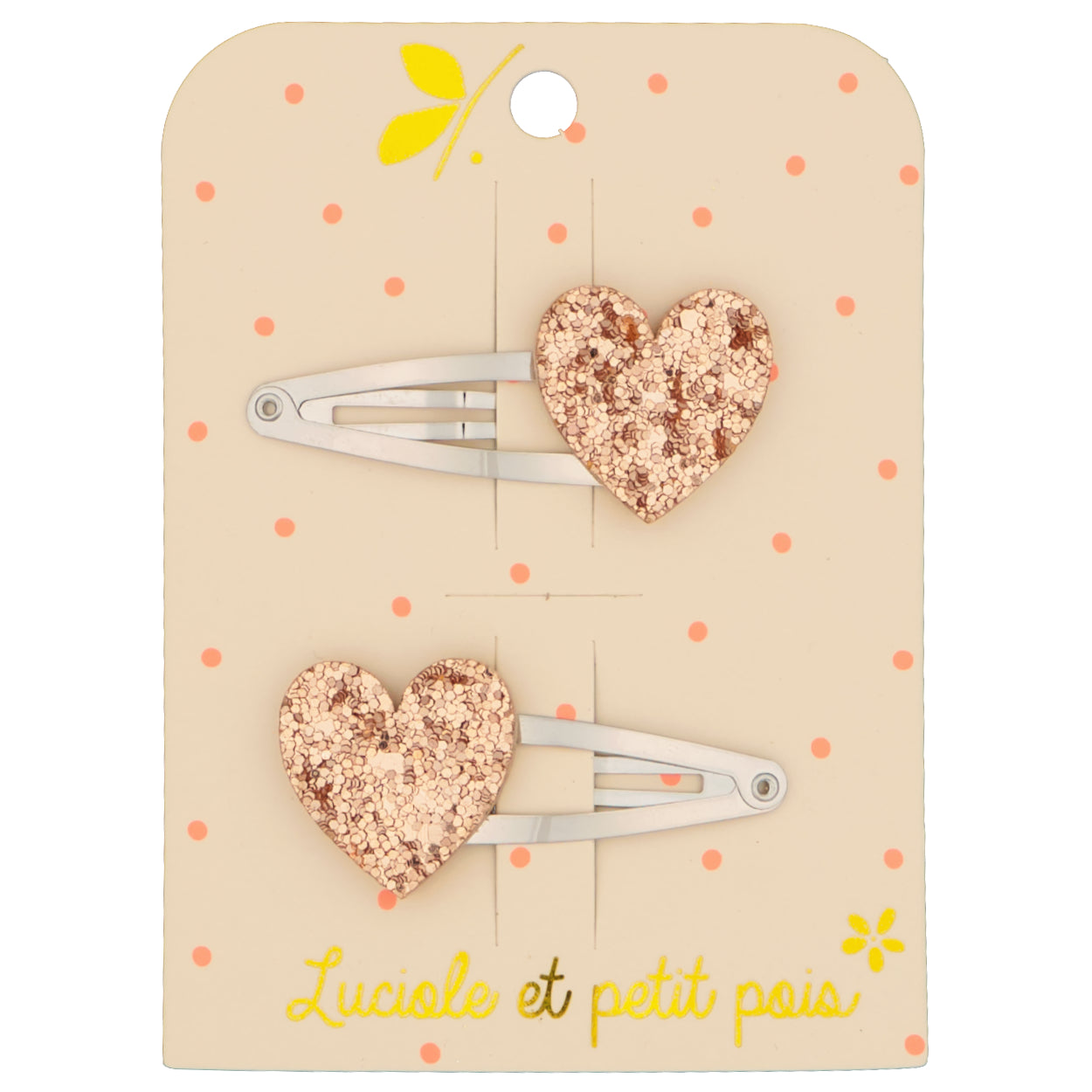 Luciole 2er Set Haarclips Herz - Pink Glitter