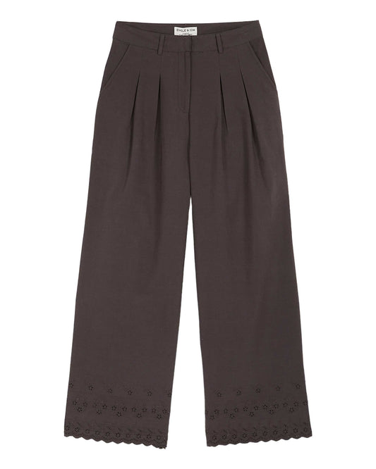 Emile et Ida Englische Hose mit Stickerei Bitume