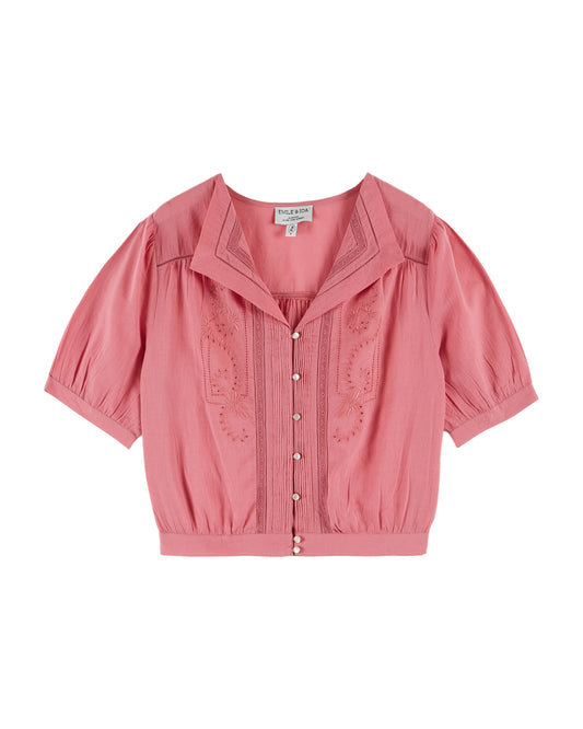 Emile et Ida Vintage Bluse mit Stickerei Framboise