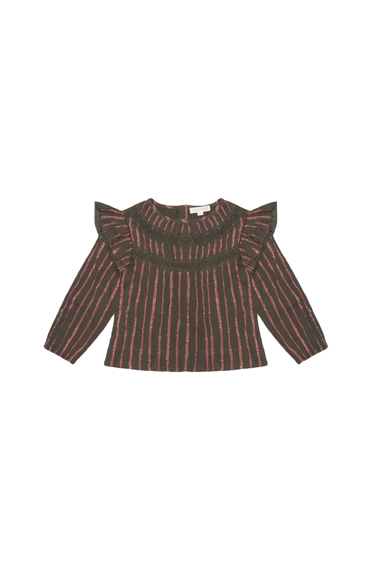 Louise Misha Bluse Janika Khaki Copper Stripes