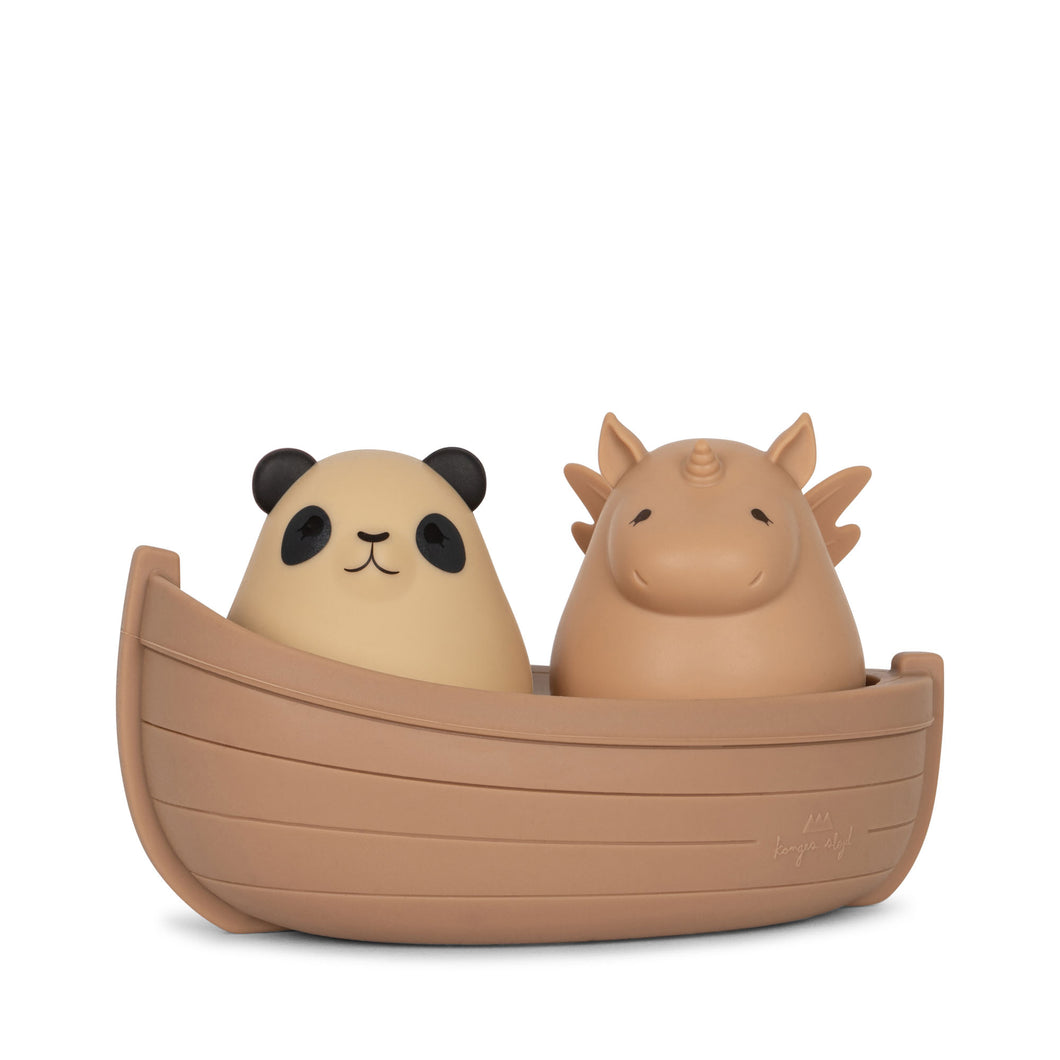 Konges Sløjd Silikon Badespielzeug Boot Panda & Einhorn