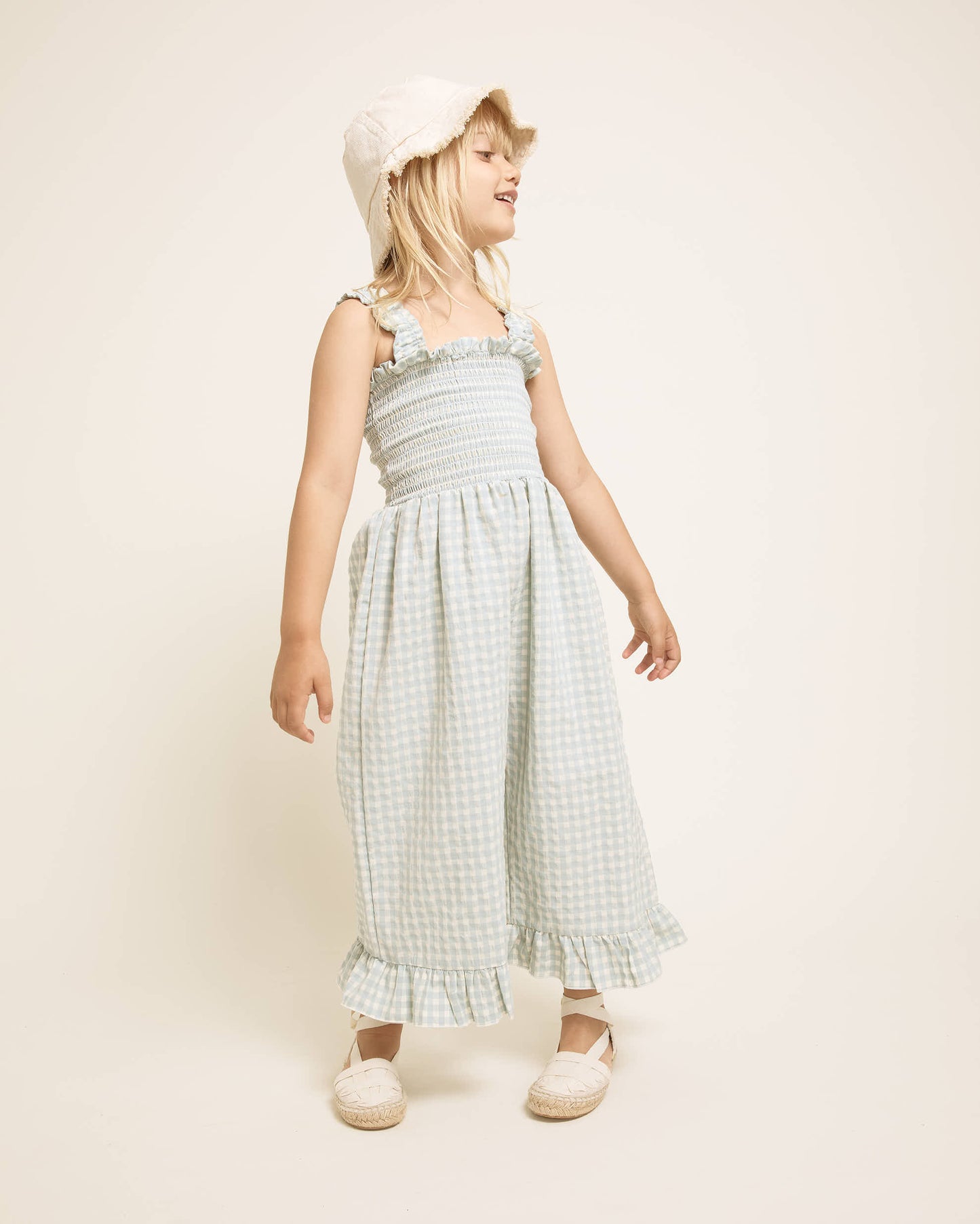 Búho BCN gingham Jumsuit Aqua