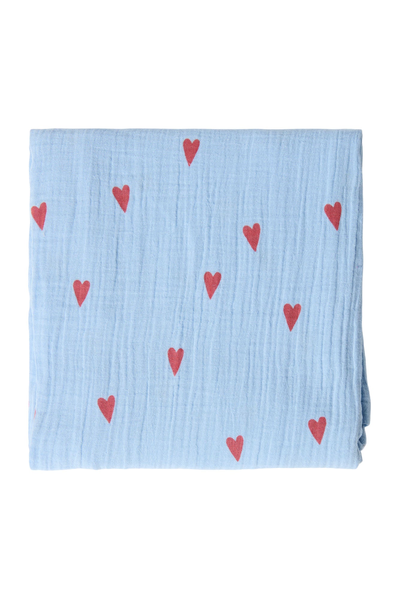 Studio Noos Musselintuch Light Blue Hearts 120x120cm