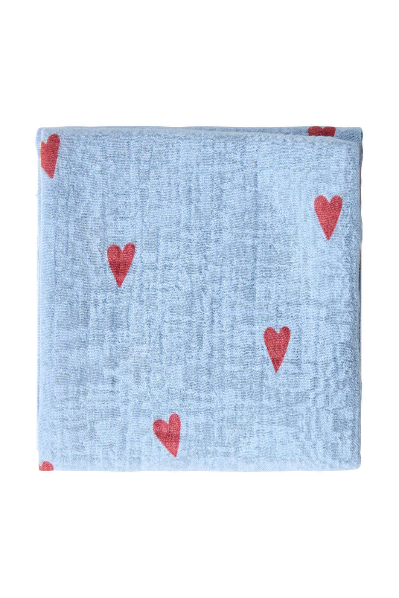Studio Noos Musselintuch Light Blue Hearts 70x70cm