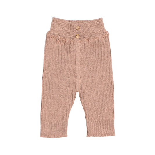 Búho BCN Newborn Rib Knit Leggings Antic Rose