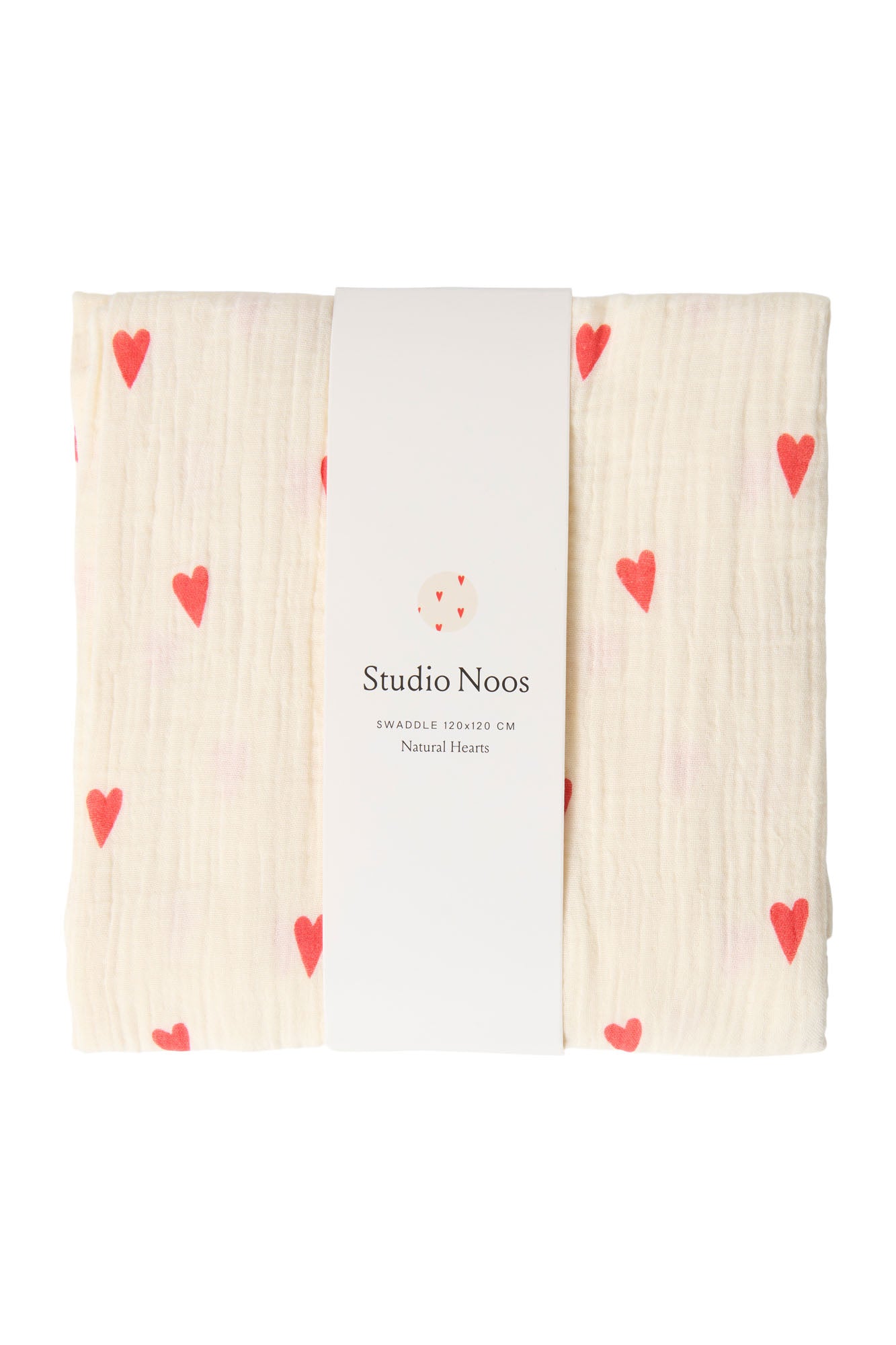 Studio Noos Musselintuch Neutral Hearts 120x120cm