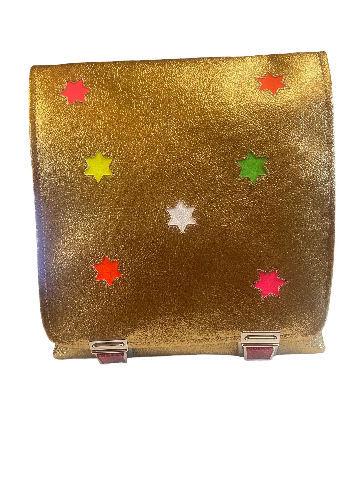 Medusa Schultasche Disco Gold mit Glitzersternen Neon