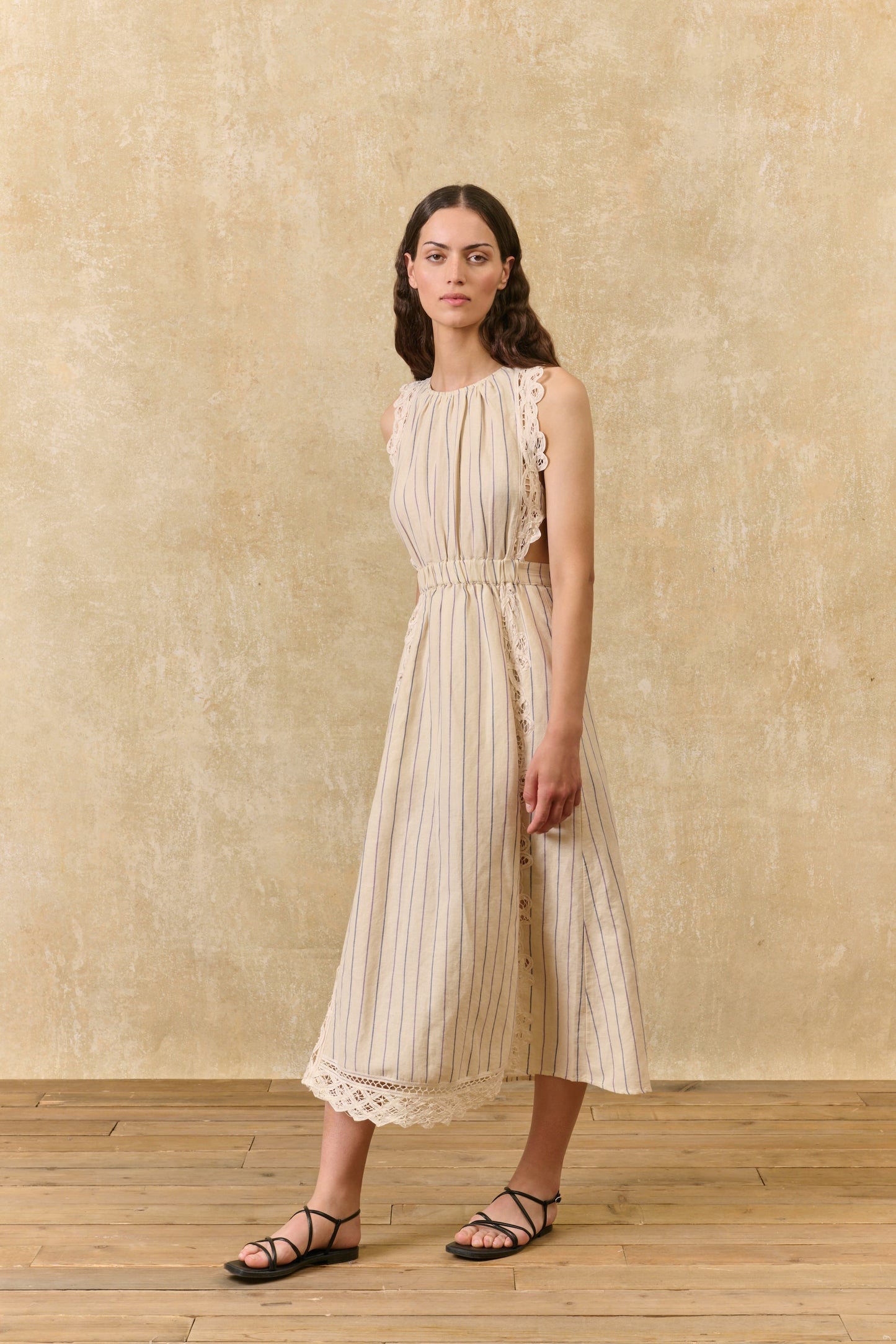 Louise Misha Kleid Ariane Navy Purple Stripes
