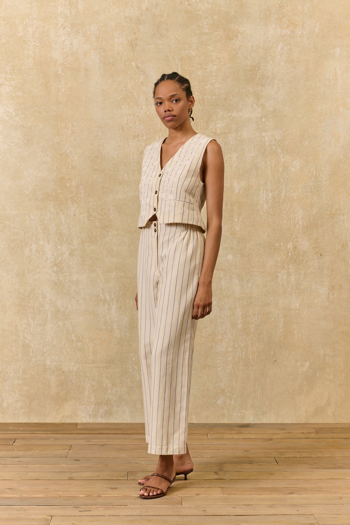 Louise Misha Hose Abuela Navy Purple Stripes