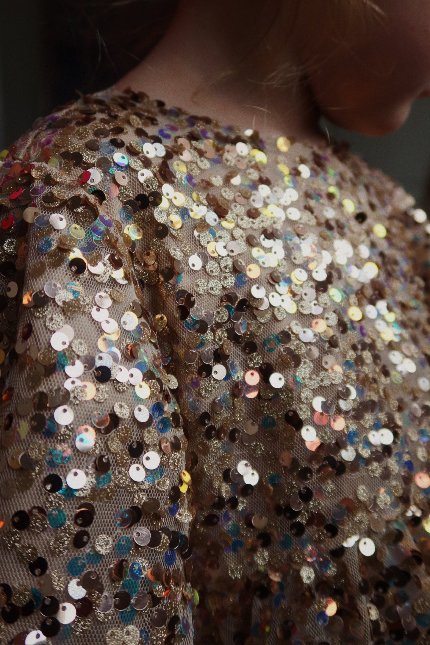 Konges Sløjd Lila Pailletten Kleid mit Schleife Gold Glitter