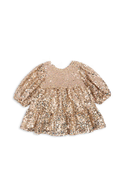 Konges Sløjd Lila Pailletten Kleid mit Schleife Gold Glitter