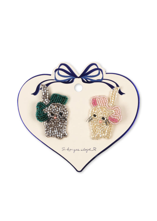 Konges Sløjd 2er Pack Bow Kitty Perlen Haarclips