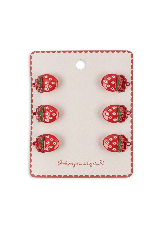 Konges Sløjd 6er Pack Mini Haarspangen Strawberry