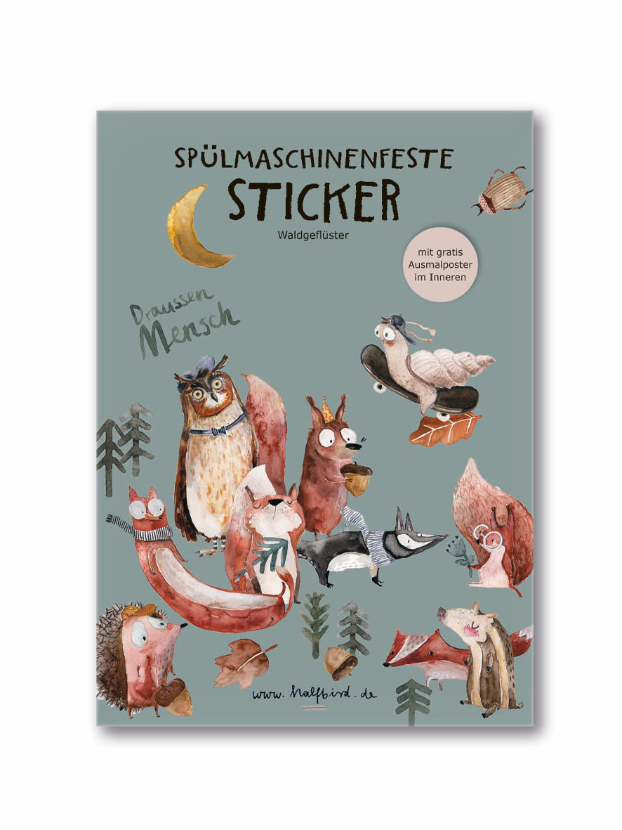 Halfbird spülmaschinenfeste Sticker Waldgeflüster