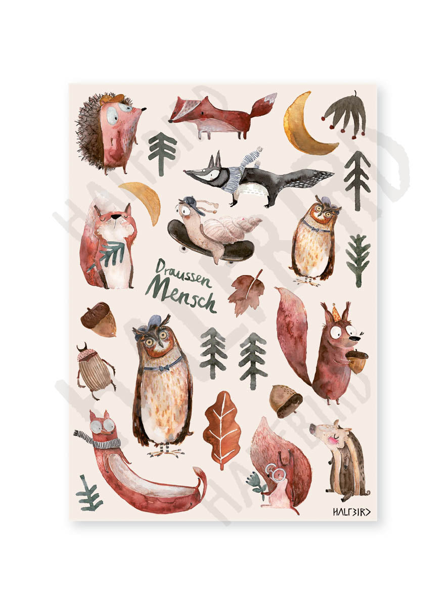 Halfbird spülmaschinenfeste Sticker Waldgeflüster
