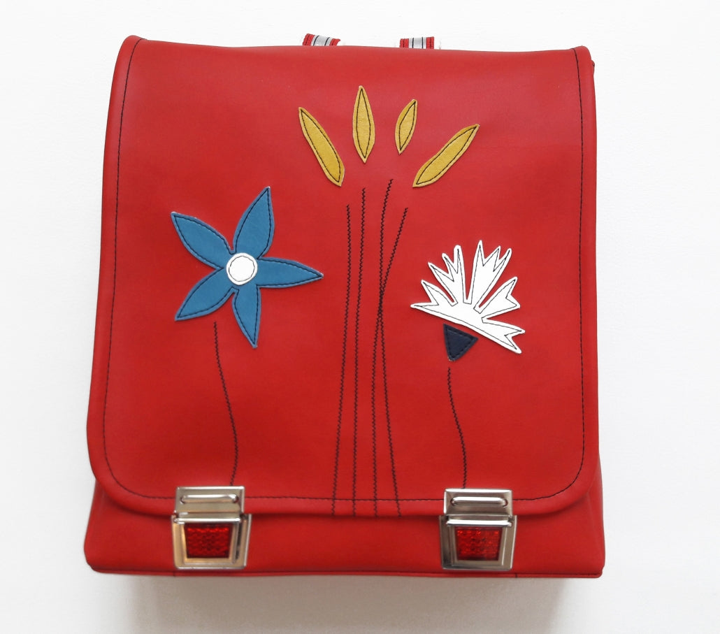 Medusa Schultasche Rot mit Blumen