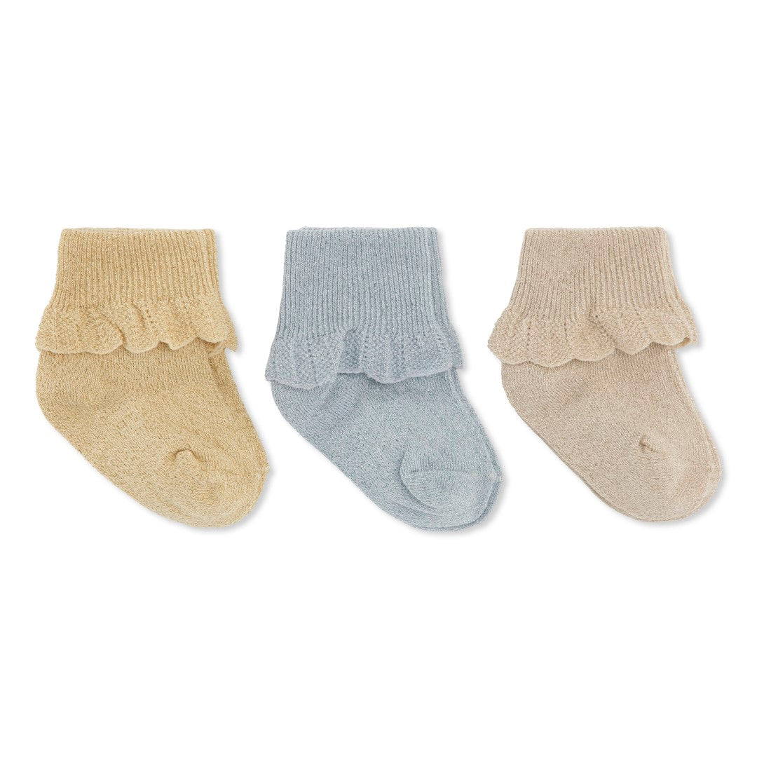 Konges Sløjd 3er Pack Lurex/Spitzen Socken Pearl Blue